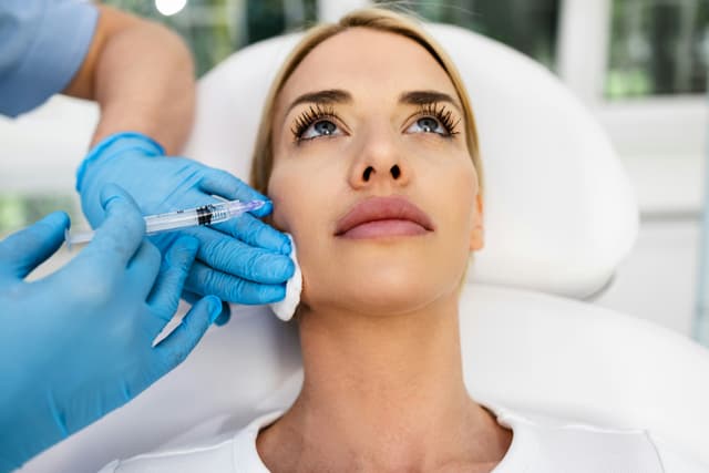 woman getting filler in cheek
