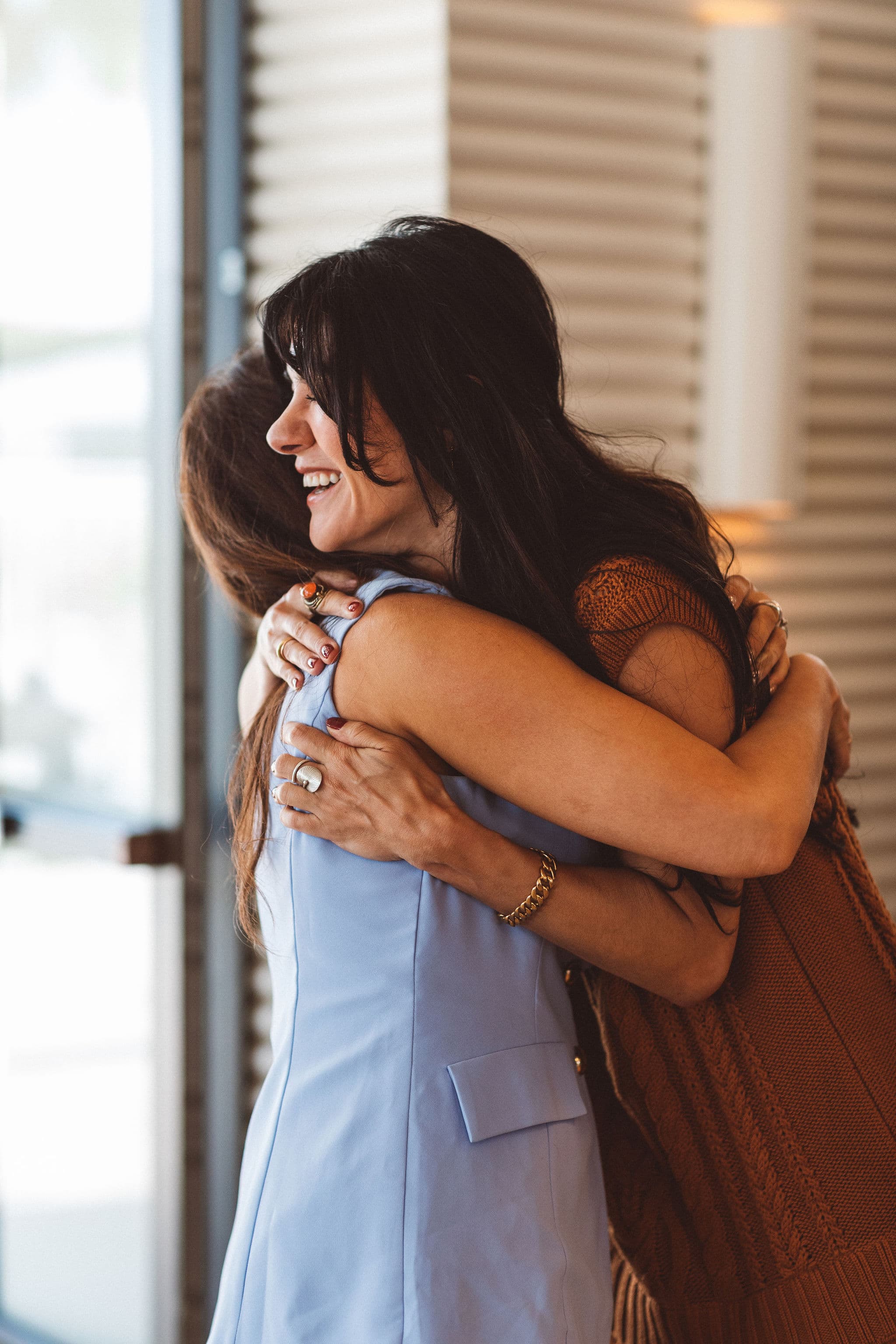 greeting hugging